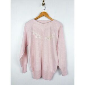 Vintage Countdown Angora Wool Pastel Pink Sweater Sz L